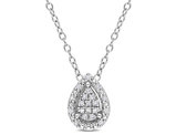 1/10 Carat (ctw) Diamond Teardrop Cluster Pendant Necklace in Sterling Silver with Chain